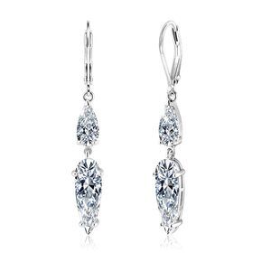 Sterling Silver Long Crystal Dangle Earrings, Hypoallergenic Cubic Zirconia Drop